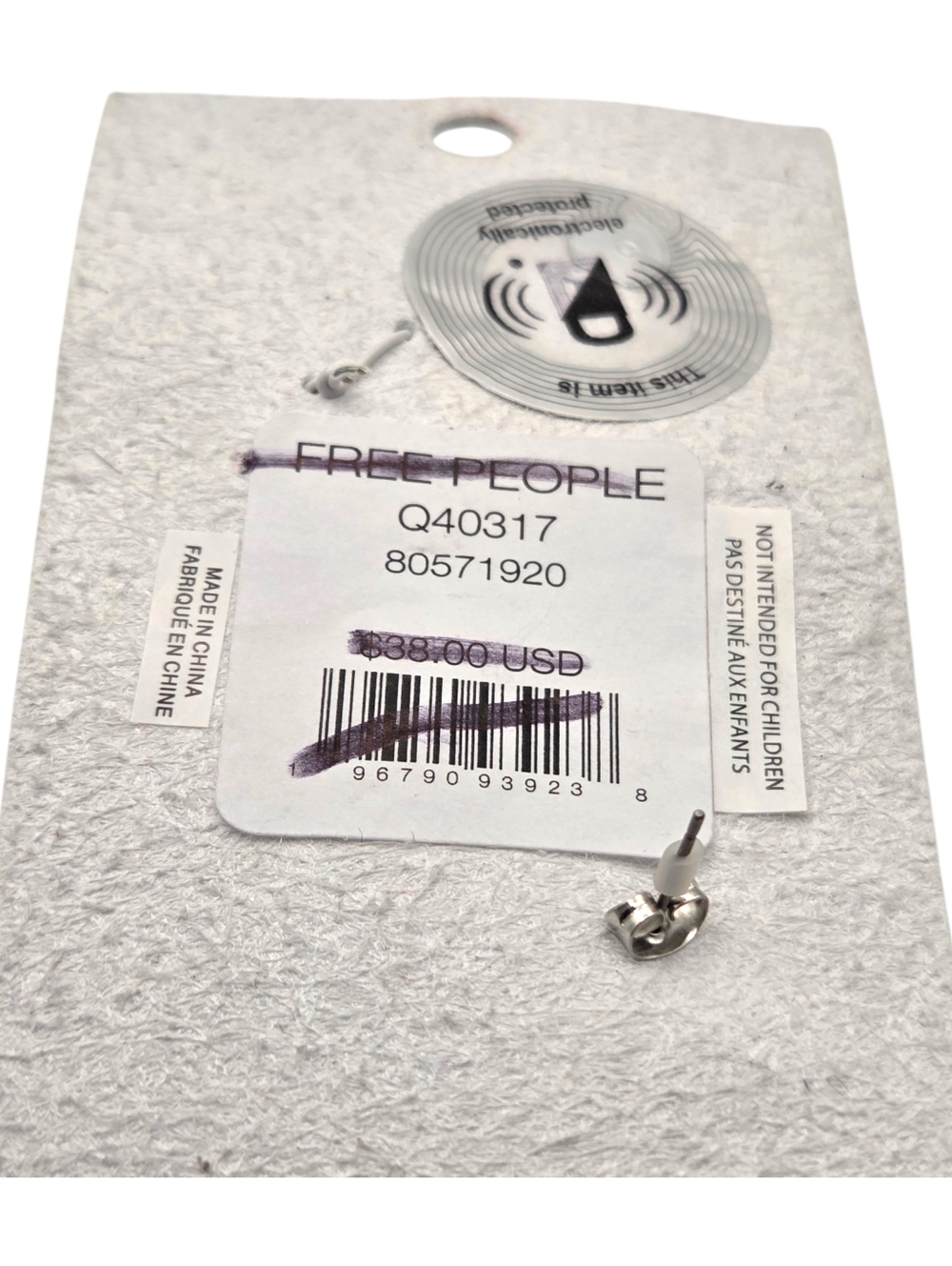 Free People Finders Keepers Ear Cuff Chain Pearl Spike Silver Single Earring NWT - Picture 7 of 7